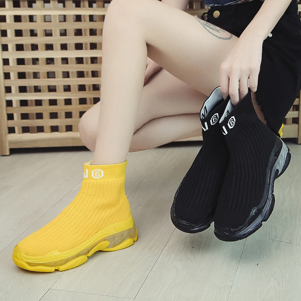 Женские вулканизированные туфли и носки Женская обувь 2019 г. Осенние повседневные