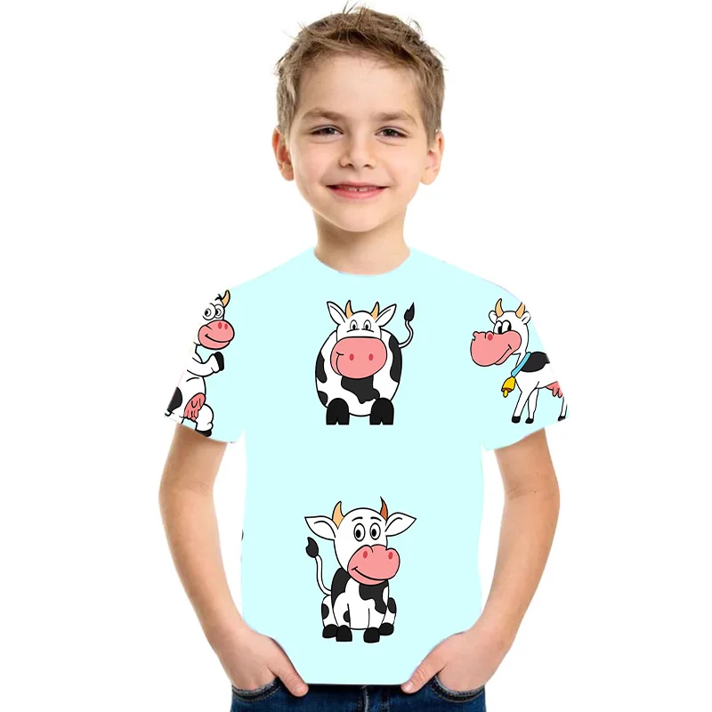 

Summer 3D Cartoon Cows Graphic t shirts For Boys And Girls Fashion Children Funny Print T-shirt Baby Kids Short Sleeve Tees Tops