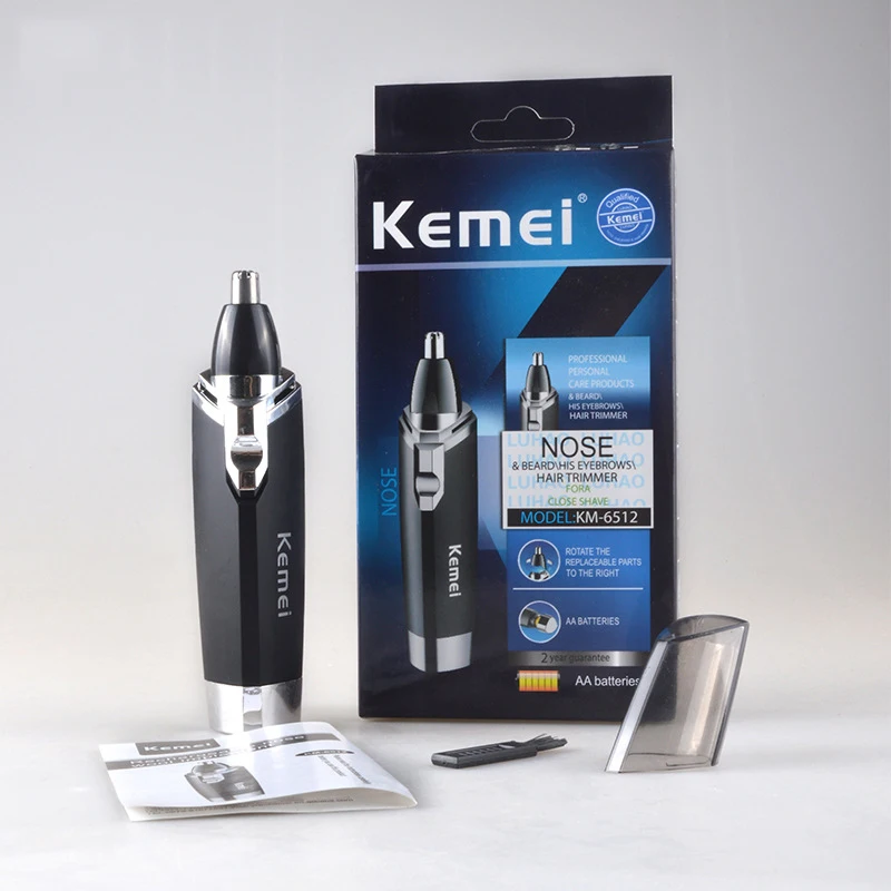 

Электрический триммер для носа KEMEI -6512 для мужчин, инструмент для красоты и удаления волос, батарея для волос в носу и ушах (без батареи)