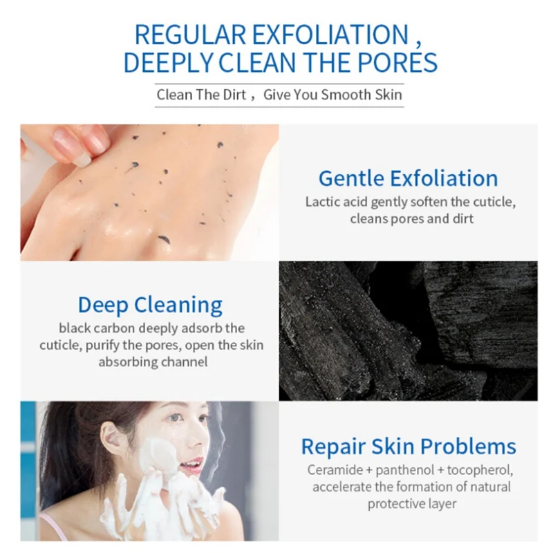 

80ml Face Blackhead Exfoliating Mousse Moisturizer Cleanser Deeply Removing Dead Skin Oil Control Shrink Pores Skin Care H1