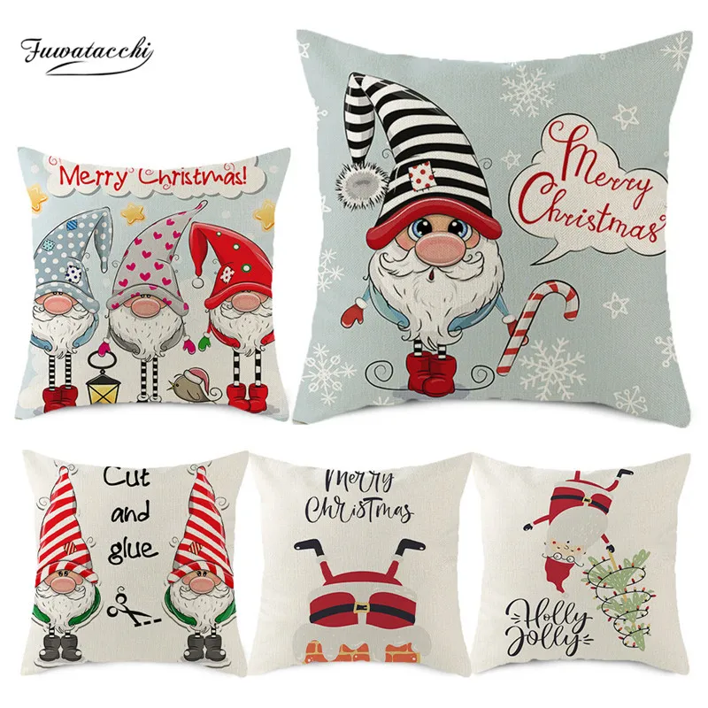 Рождественский подарок Fuwatacchi чехол с рисунком деда мороза декоративные подушки