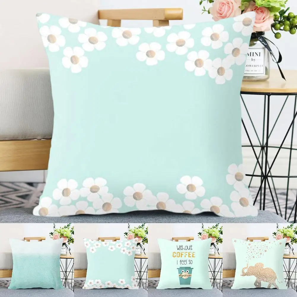 

2021 Summer Green Refreshing Fashionable Pillowcase Cushion Decorative Pillow Cover Pillow Cover Decor Car Bed 45*45cm Sofa Q6T4