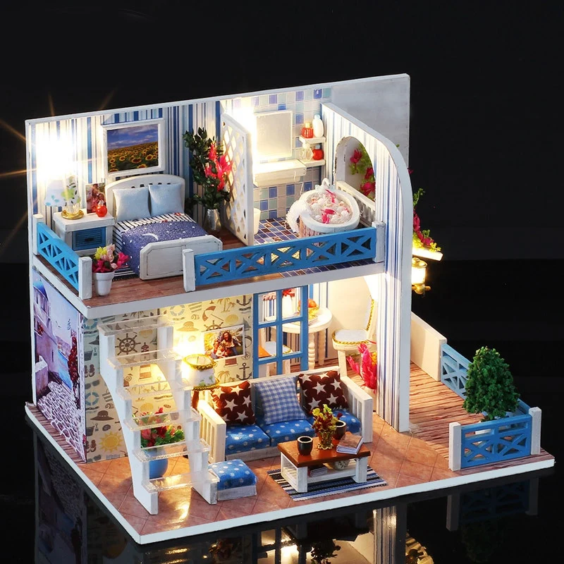 Кукольный домик мебель Diy Миниатюрный 3D Деревянный кукольный игрушки для детей