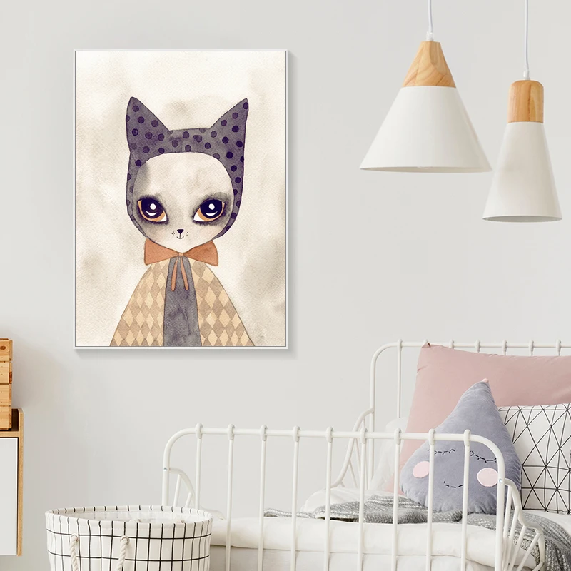 Скандинавский абстрактный плакат с лисой Современная Настенная живопись на