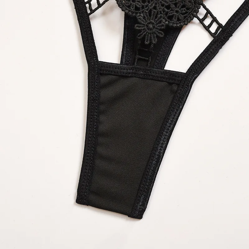 

Lace Hollow Out Lingerie Set Underwire Bra Set Sexy Transparent Erotic Bra See Through Underwear Set Women Wholesale