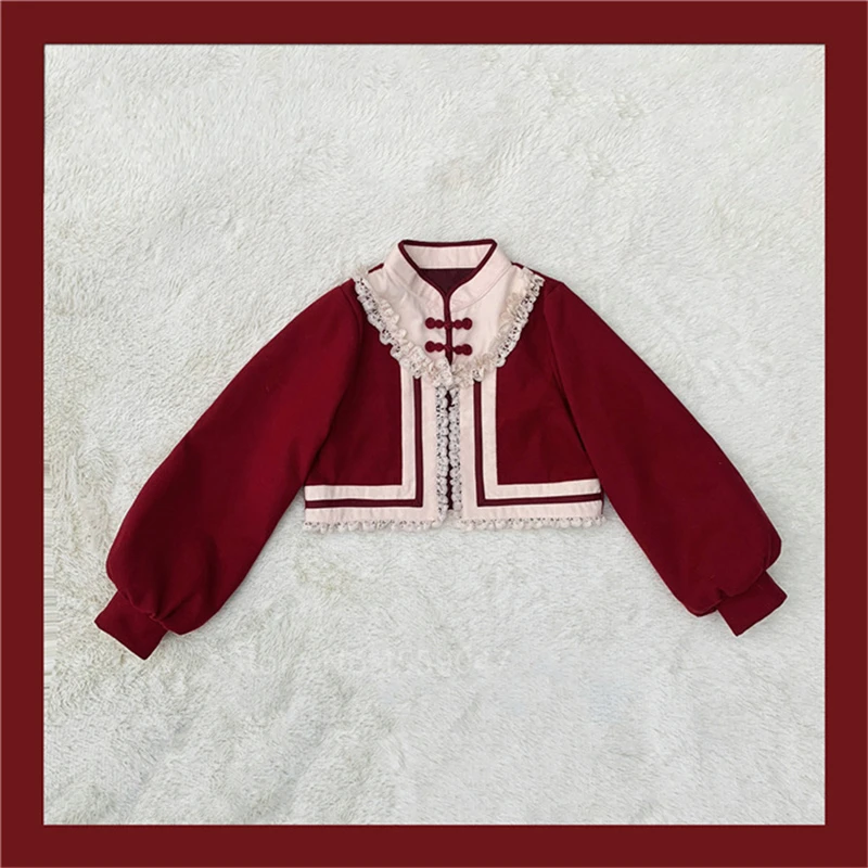 Red Coat Год кои в японском стиле Kawaii короткое платье для девочек Толстая Женская Китайская вышивка Jk костюм на Хеллоуин карнавальный Вечерние - Цвет: Red Coat