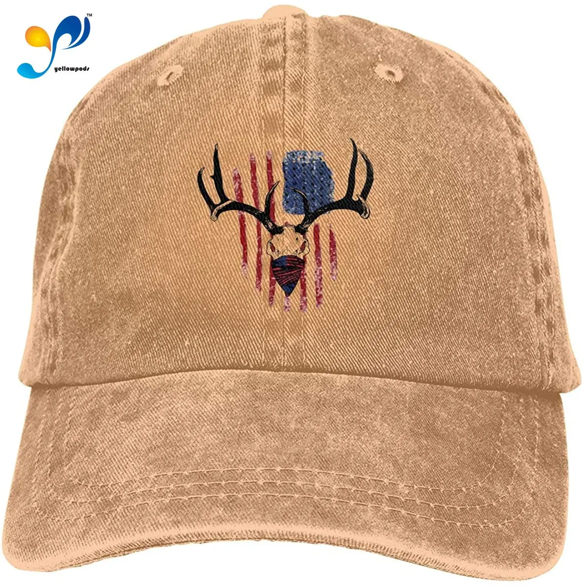 

American Flag Whitetail Deer Skull Unisex Soft Casquette Cap Fashion Hat Vintage Adjustable Baseball Caps