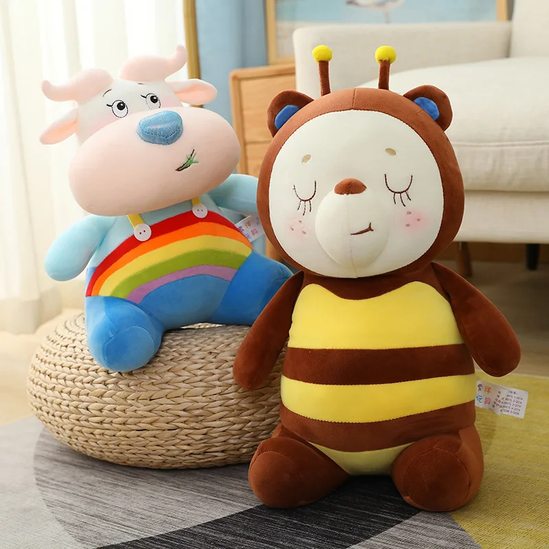 

Kawaii Soft Cartoon Animal Plush Pillow Stuffed Bee Doll Cute Cattle Toy Kids Playmate Baby Sleeping Cushion Girl Birthday Gift