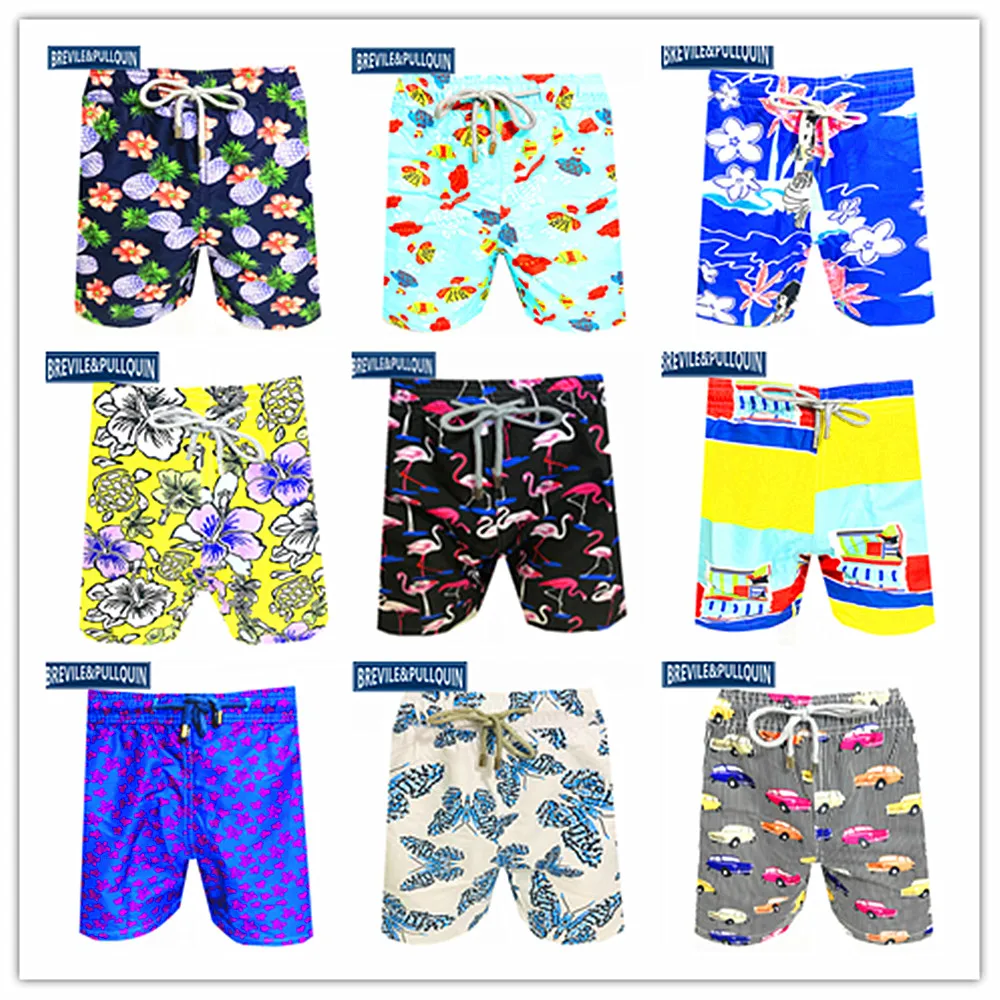 

2021 бренд Brevile pullquin пляжные шорты для серфинга шорты Для мужчин черепахи Swimtrunks ананас Санта Клаус Русалка шорты с бабочками быстросохнущая