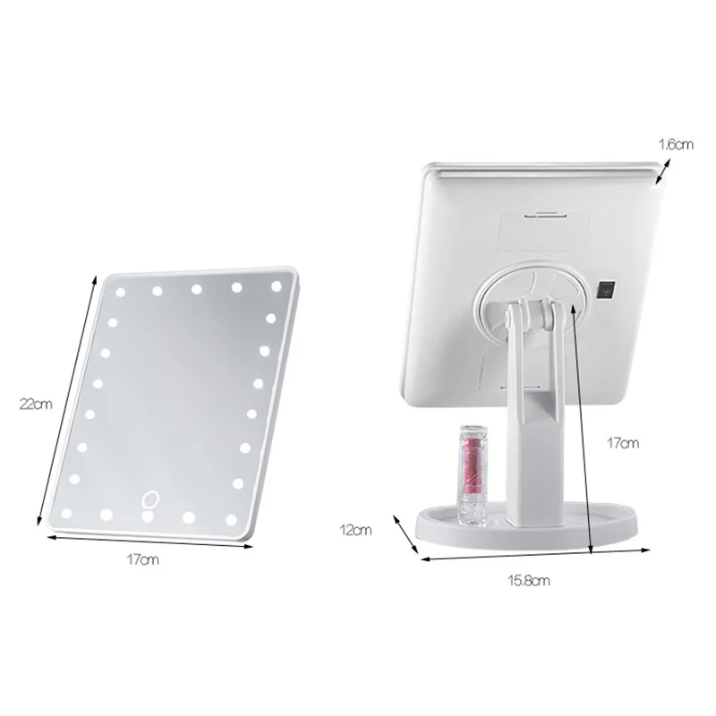 Зеркало для макияжа с поворотом на 360 градусов регулируемое 16/22 светодиодный s