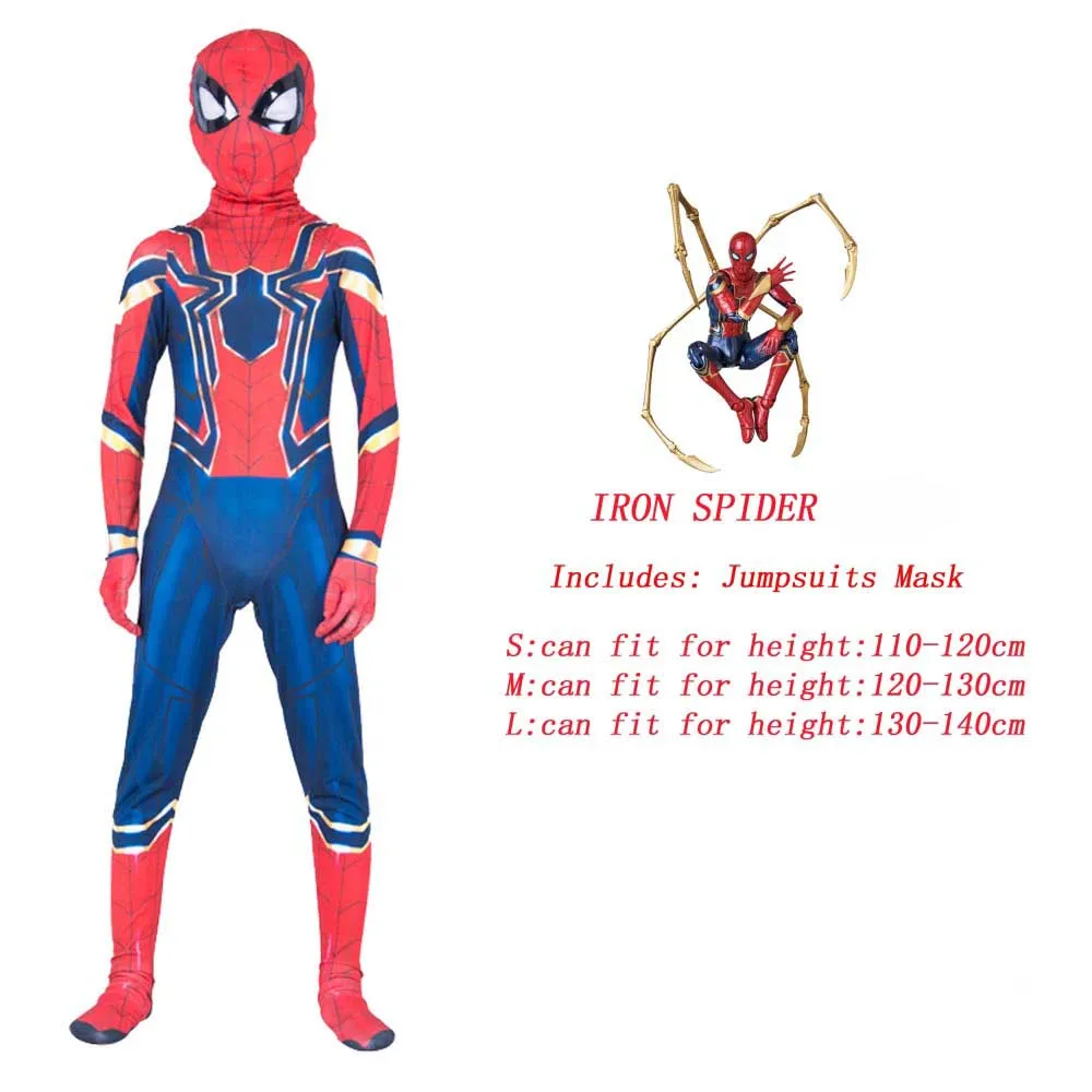 Iron Spider Супермен Паук для косплея Железного человека костюм для мальчиков Карнавальный костюм на Хэллоуин для детей звездные войны Дэдпул Тор Муравей Человек пантера - Цвет: Iron Spider