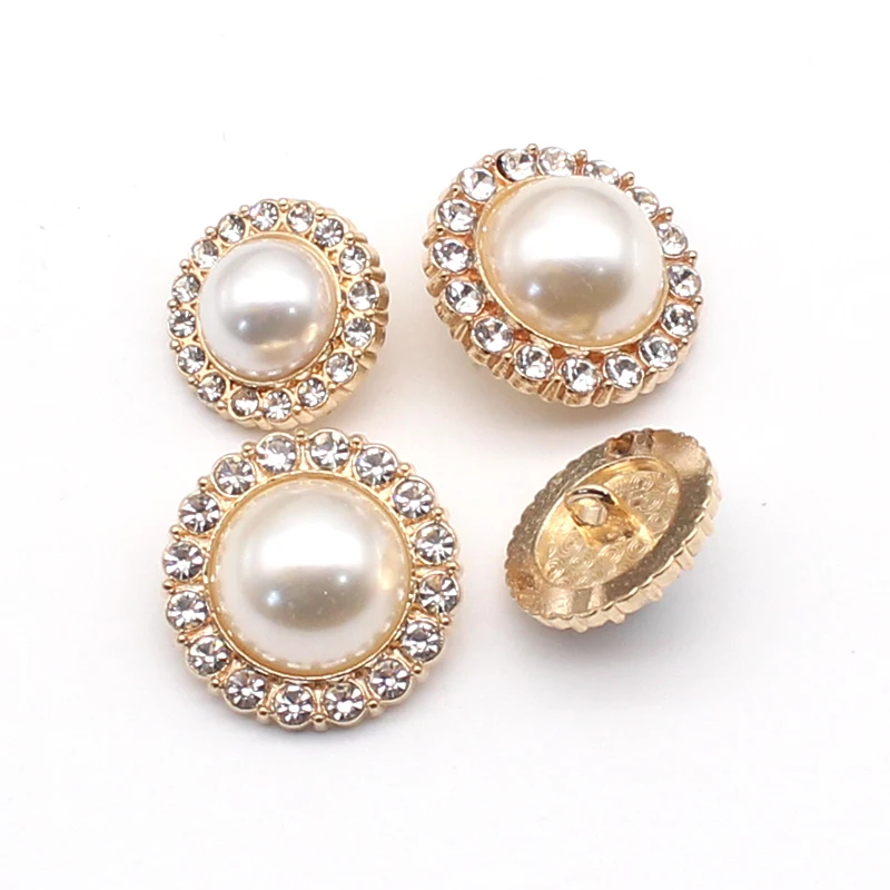Пуговицы из сплава с жемчугом Ручная работа 5 шт./лот золотистые смешанные