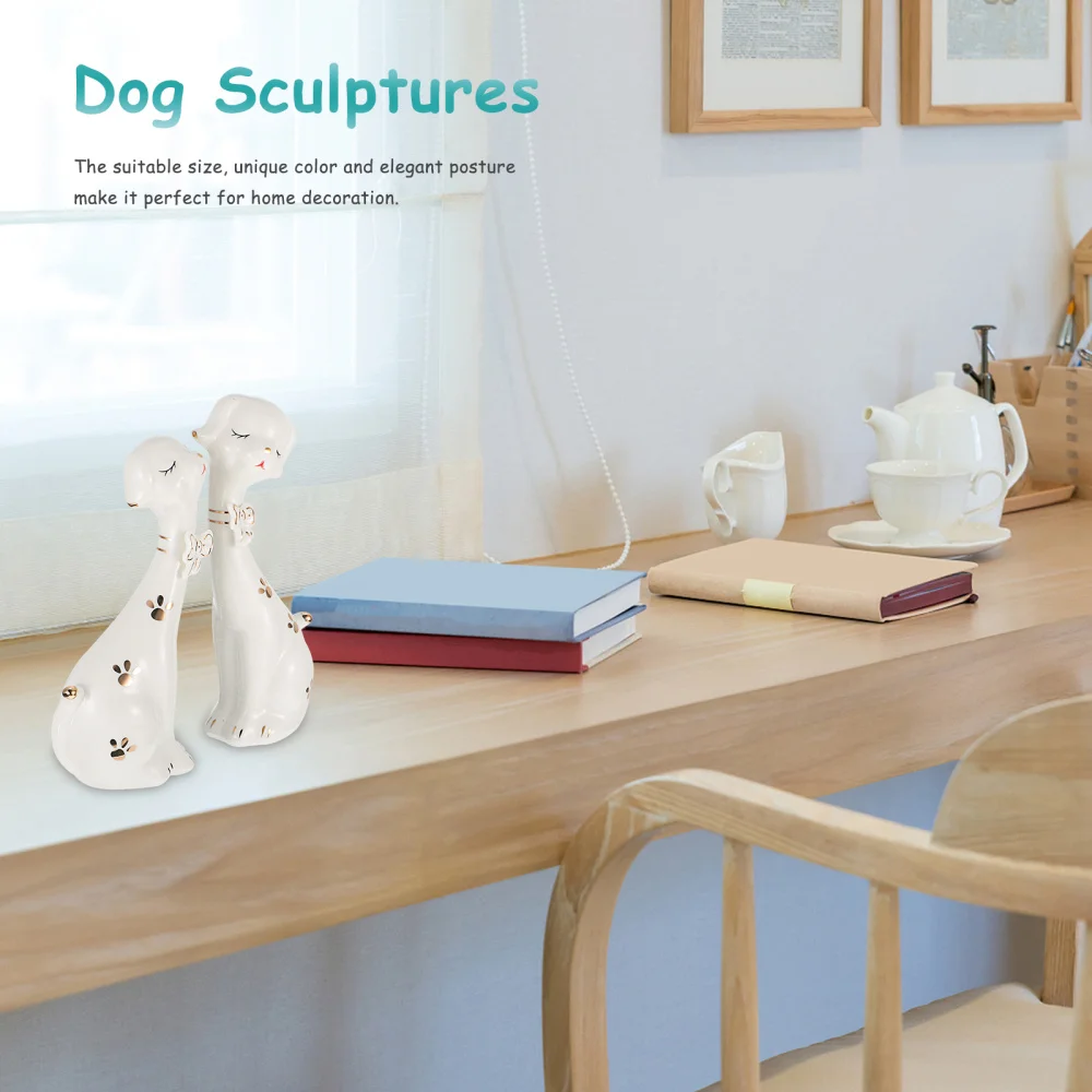 

1Pair Delicate Dog Ornament Ceramic Dog Lovers Animal Handicraft Decoration