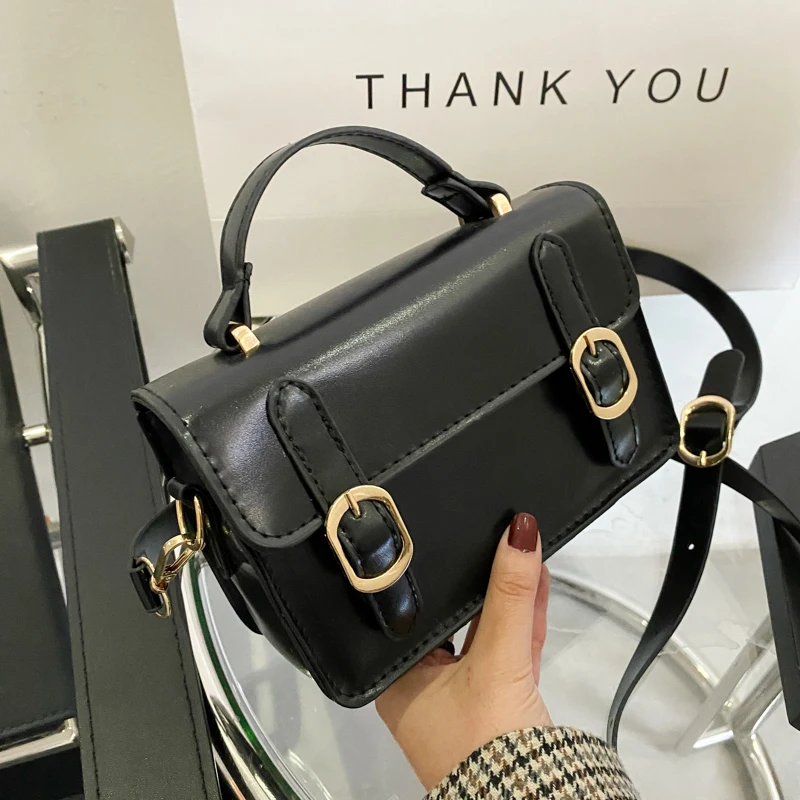 

PU Leather Women's Solid Color Small Square Shoulder Bag Fashion Design Female Messenger Bag Vintage Girls Clutch Purse Handbags