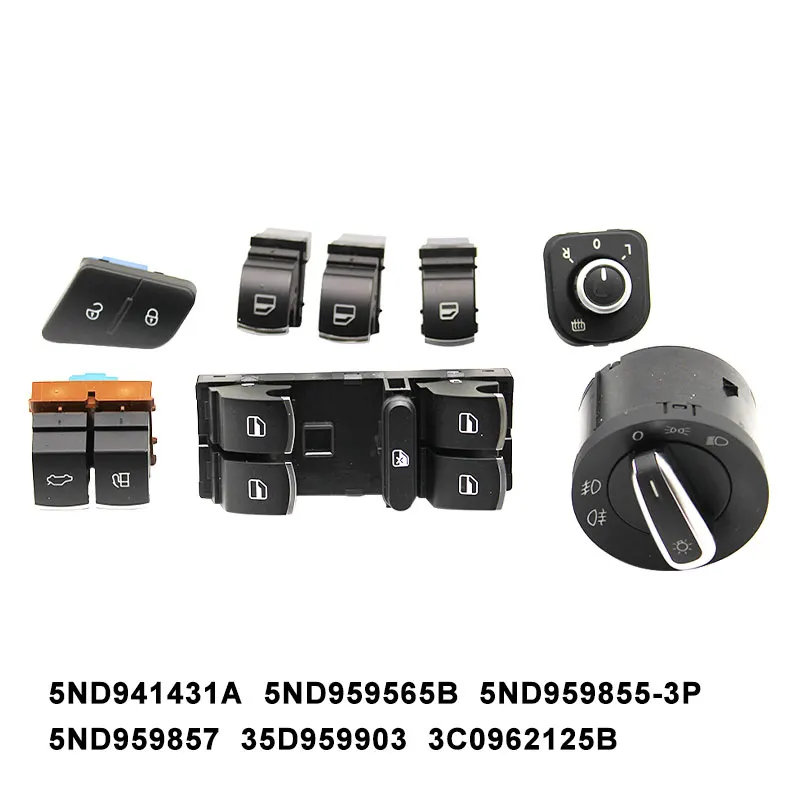 New Chrome Headlight Mirror Window Control Switch Button For Volkswagen VW Passat B6 Eos Golf MK 5 6 R32 GTI MK5 MK6 5ND941431A |