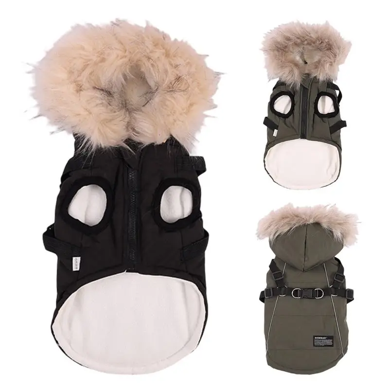 

Dog Coat Winter Warm Pet Dog Clothes Thicken Clothing With Harness Jacket for Small Large French Bulldog Vest New Arrival
