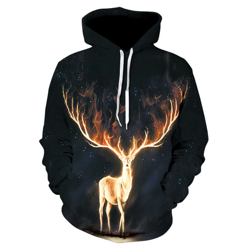 

3D Printing Animal Deer Hoodie Fashion Men's Sweatshirt Hoodie Men's Casual Hoodie Pullover Streetwear
