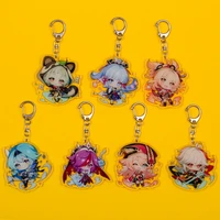 anime genshin impact kaedehara kazuha barbara gunnhildr key chain for women accessories cute bag pendant key ring jewelry