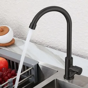 matt black single cold kitchen faucet swivel kitchen tap europe style total sink tap 304 stainless steel free global shipping