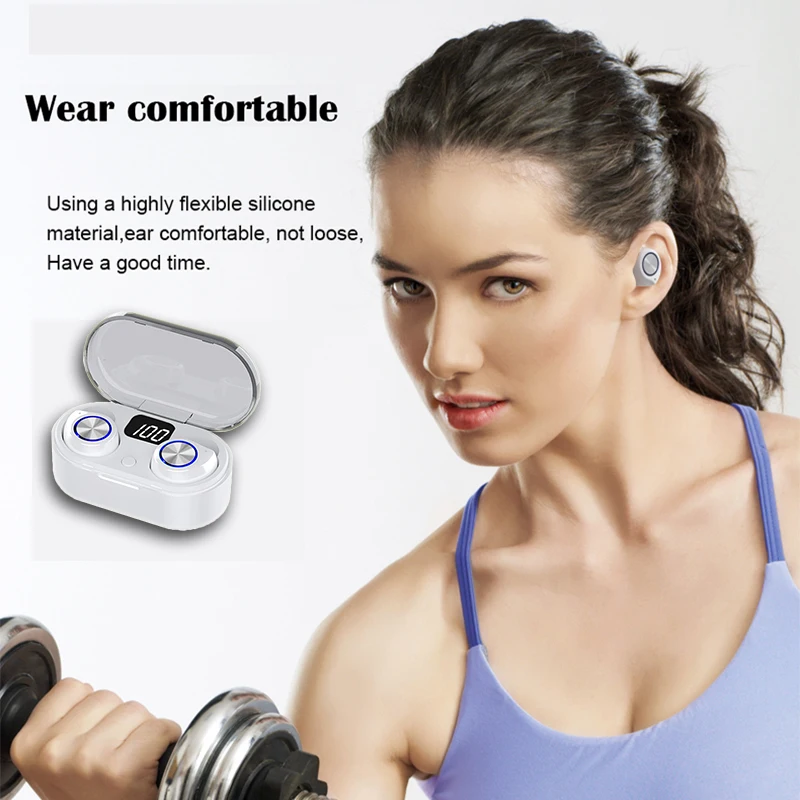 

IMIDO Fashion Wireless Earphone Bluetooth 5.0 Earphone Bass Stereo Music Earbuds TWS Mini With Microphone LED Display Charging