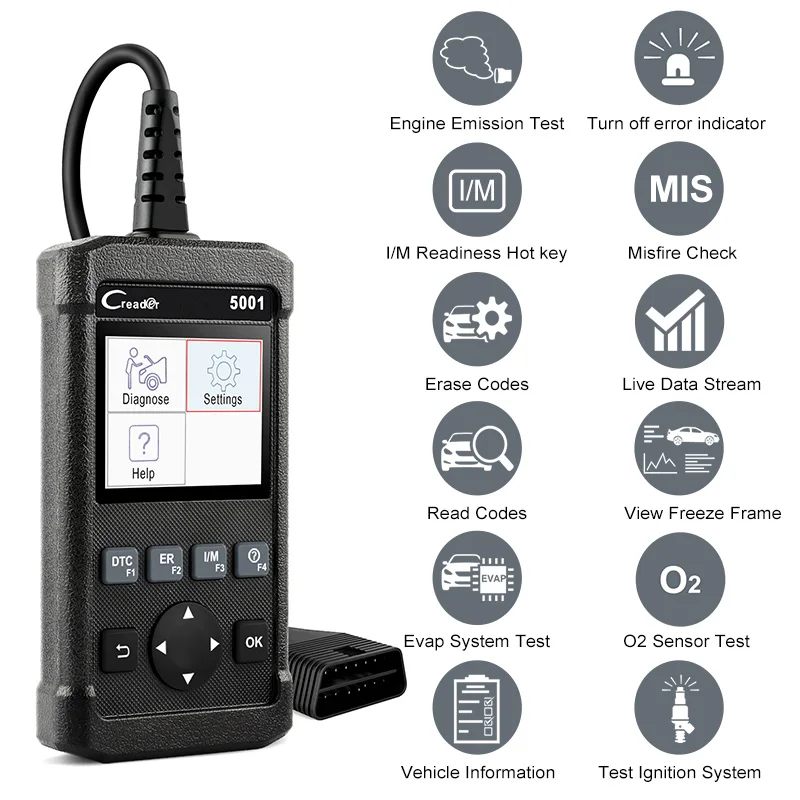 Launch X431 CR5001 Автомобильные диагностические инструменты поддержка Полный OBD2 многоязычный OBDII Автомобильный считыватель кодов двигателя OBD 2 Автомобильный сканер
