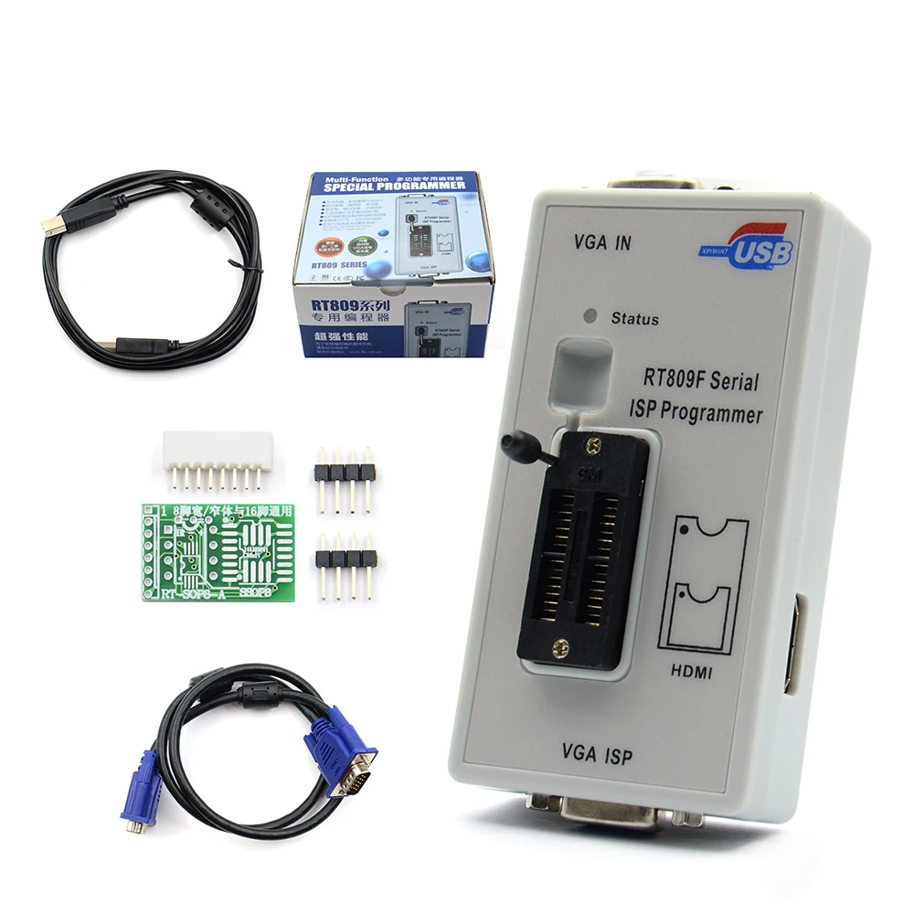 Оригинальный RT809F программист + 11 Адаптеры sop8 IC зажим 1 8 V / SOP8 адаптера VGA ЖК-дисплей