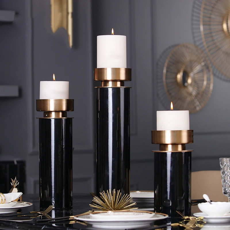 Металлический подсвечник для Tealight Европа черный мраморный подсвечник для дома мраморная Цилиндрическая Свеча подставка свадебный канделябр