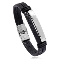 the new trend punk style stainless steel smooth leather bracelet simple and versatile male and female student accessories