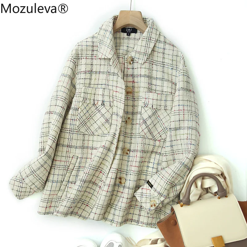 

Mozuleva 2021 Hand-Stitched Woolen Coat Women's Overcoat 2021 Autumn and Winter Plaid Woolen Coat Women's Boutique Women's