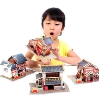 3d paper model making diy miniature dollhouse kit chinese architecture doll house furniture kids toys new years gift for girls