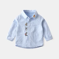 children spring and autumn korean style shirts white blouse with embroidery design for teenage boys fall clothing for 1 7 kids