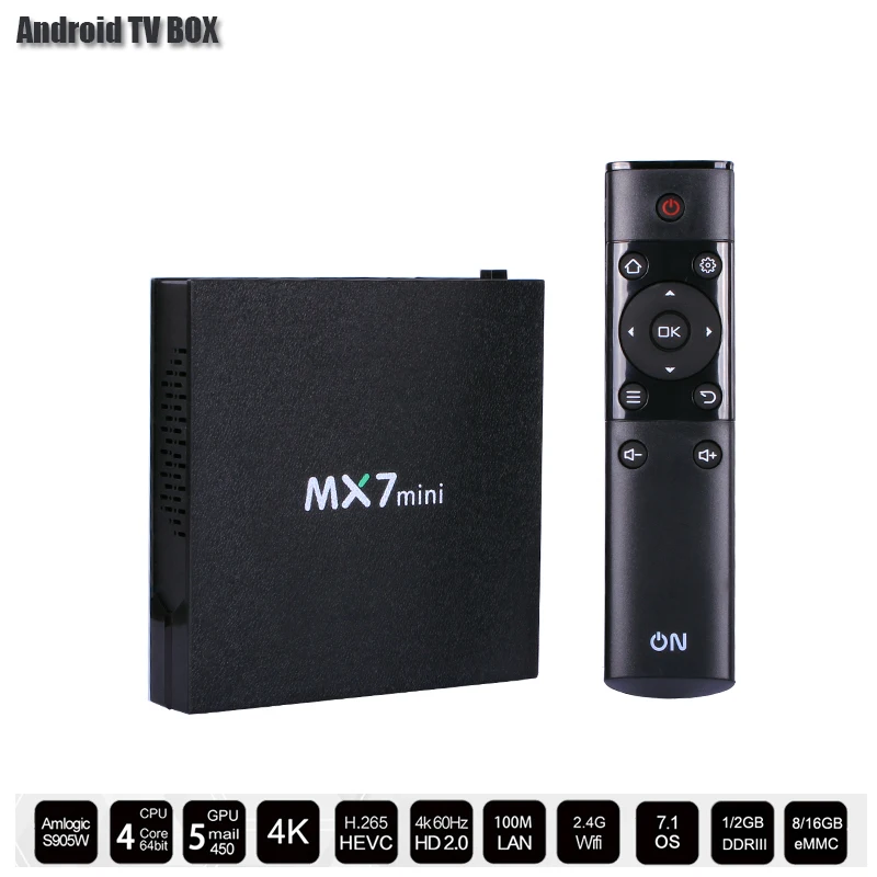 MX7mini Android TV Box 1GB 8GB Smart BOX OS 7.1 Original 16bit DDRIII Amlogic S905L Set Top 4K H.265 | Электроника