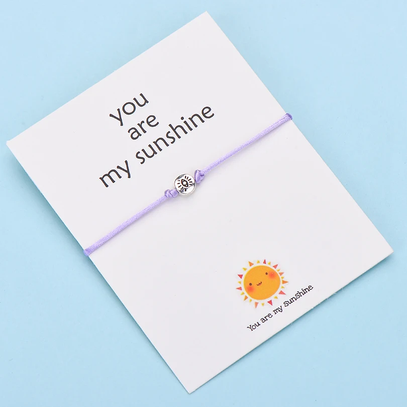 IYOE Wish Card You Are My Sunshine браслеты с глазами для женщин и мужчин, подарок на день рождения, винтажный браслет ручной работы с красной нитью