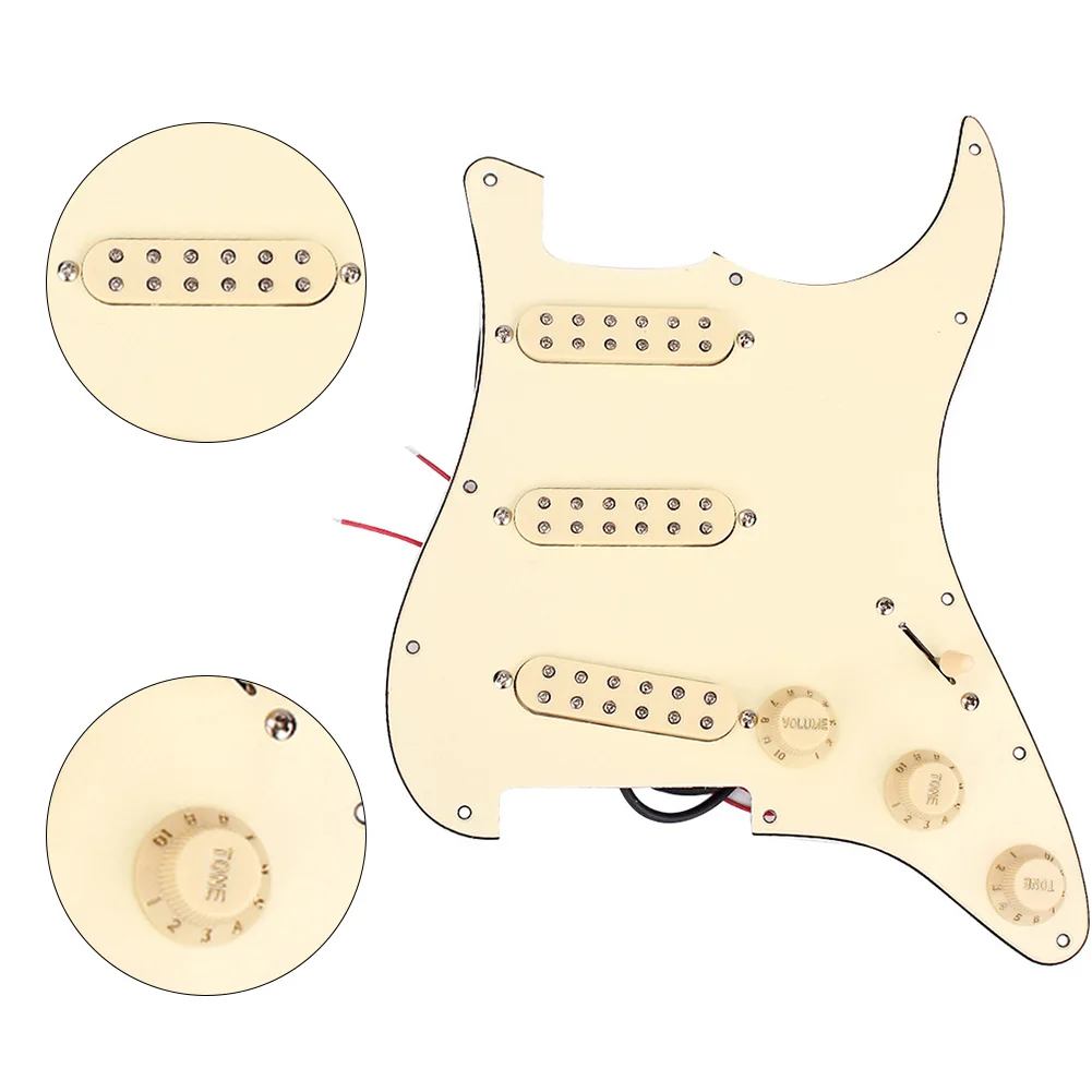 

Replacement Prewired HHH 3 Dual Coil Pickups 3ply 11 Holes Pickguard W/ Volume & Tone Control Knobs For Fender ST Guitar Parts