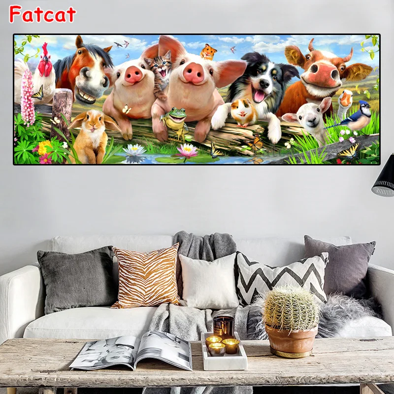 

diy Diamond Painting Full Square Round Cartoon Animal Cow Dog 5D Diamond Painting Mosaic Cross Stitch Embroidery Picture PP1311