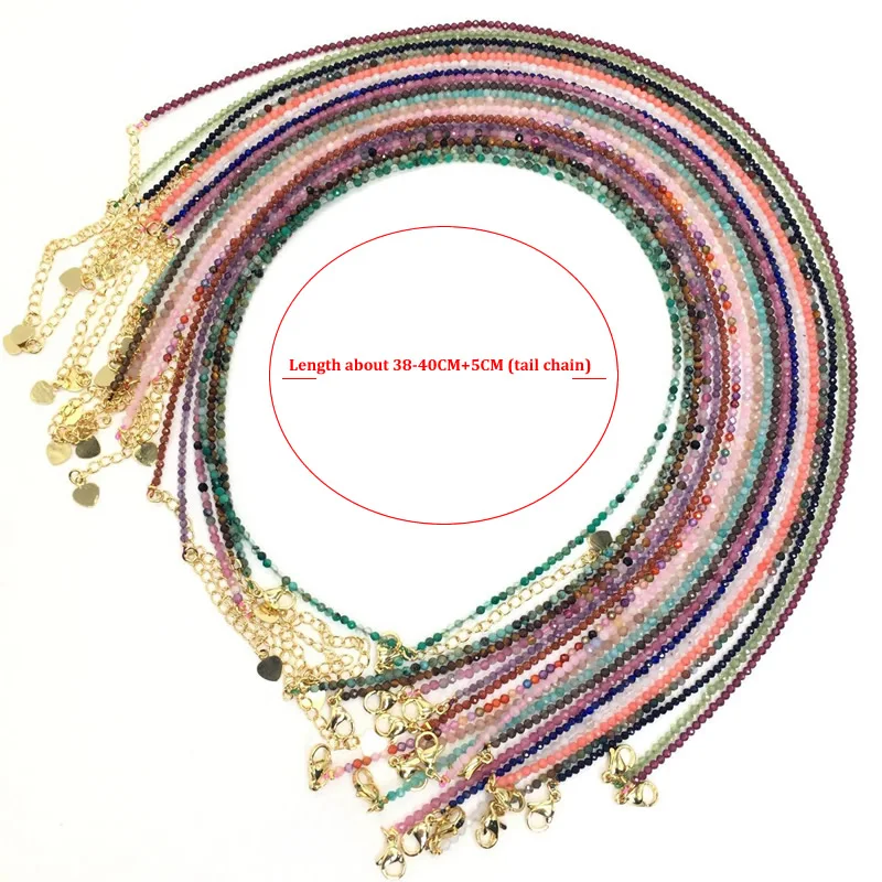 

Fashion Faceted Gemstones 2-3mm beads Necklace bracelet Pink Quartz Crystal lapis lazuli Choker Men Female Jewelry Party Gift
