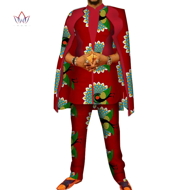 Африканский принт 3 шт. мужские комплекты Топ dashiki и брюки и халат набор Базен размера плюс традиционная африканская одежда 6XL WYN327 - Цвет: 20
