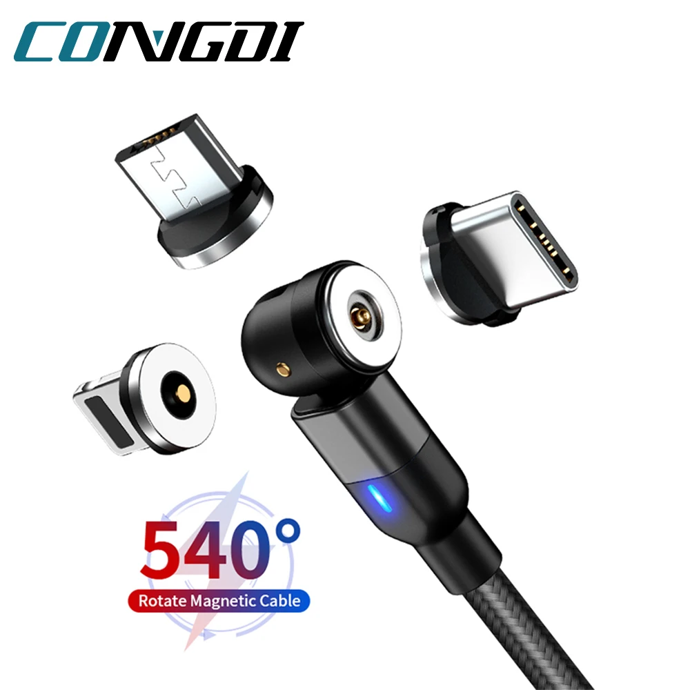 

3 in 1 Magnetic USB Cable Fast Charging for Micro USB Type C Mobile Phone Cable for iPhone 12 Samsung Magnet Charger Wire Cord