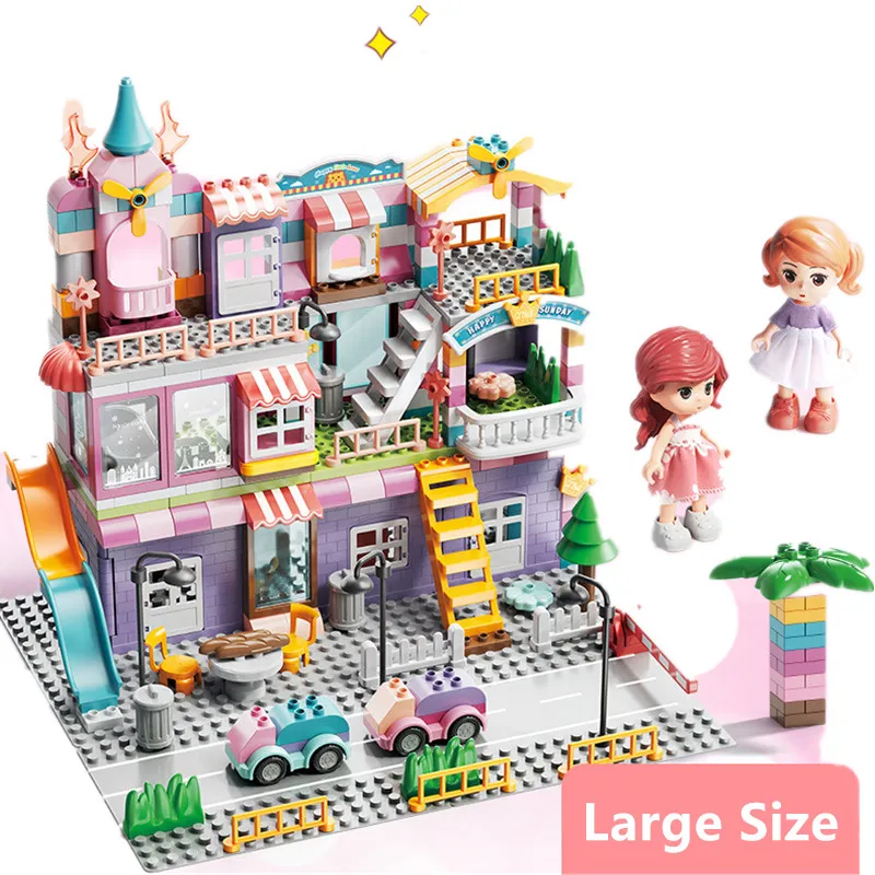 162PCS - 400PCS NEW Bricks Doll Figures Large Princess Villa Castle House Building Blocks Compatible Size Girl Gift Toys купить по