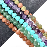 natural stone love heart shaped faceted beads 10x10x5mm amethyst for diy jewelry making bracelet and necklace accessories
