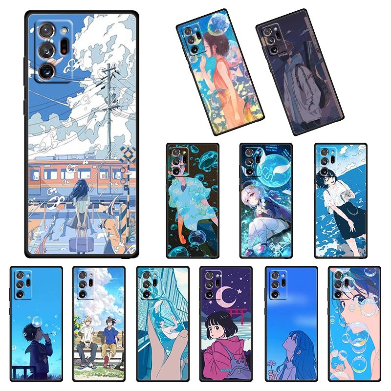 

Cartoon blue scene man For Samsung Galaxy note 20 10 9 8 M52 M21 F22 M32 F42 F62 F12 M12 Silicone Soft Black Phone Case