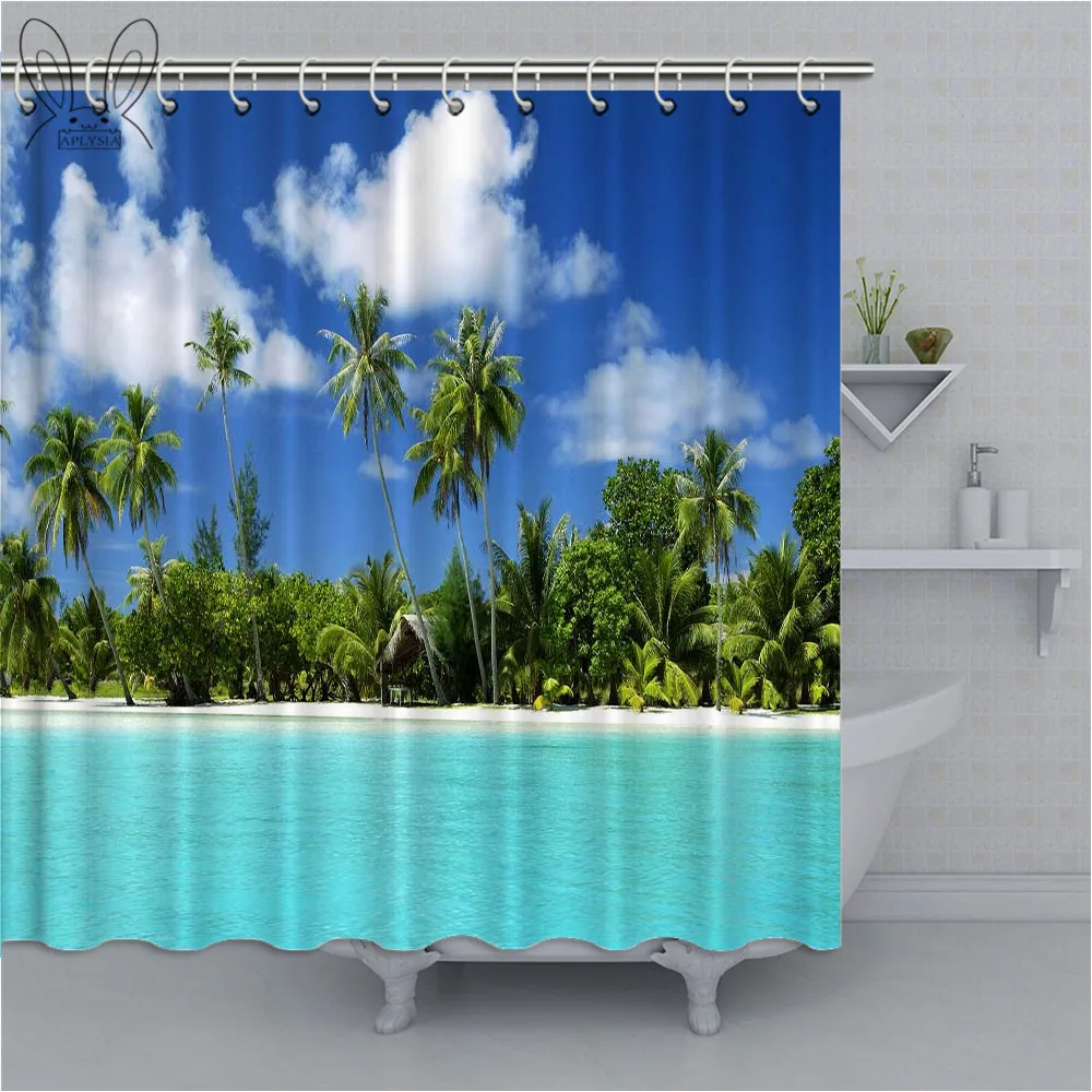 Beautiful Island Cool Tropical Beach waterproof shower curtains bathroom products polyester bathroom shower curtain - Цвет: 74257