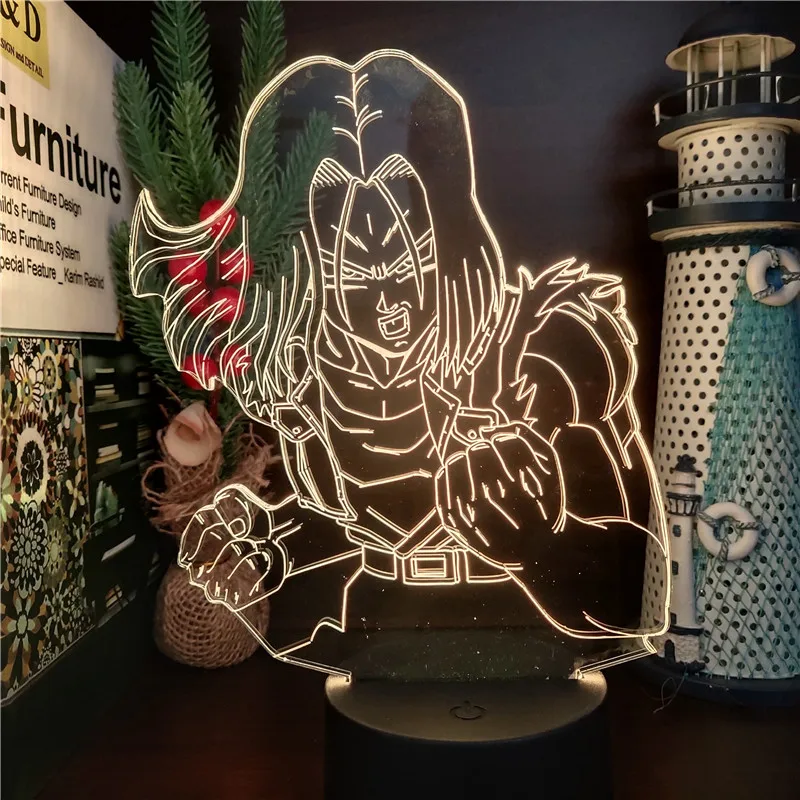 Светодиодная подсветка Драконий жемчуг супер-фигурка Android 17 3d светильник для
