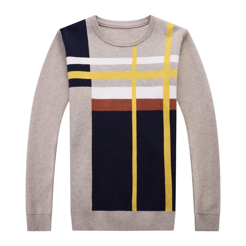 

Men's Sweater 2021 Fall/Winter mens Brand Fashion Business Casual Striped Long Sleeve Round Neck Knitted Pullover Base Sweater