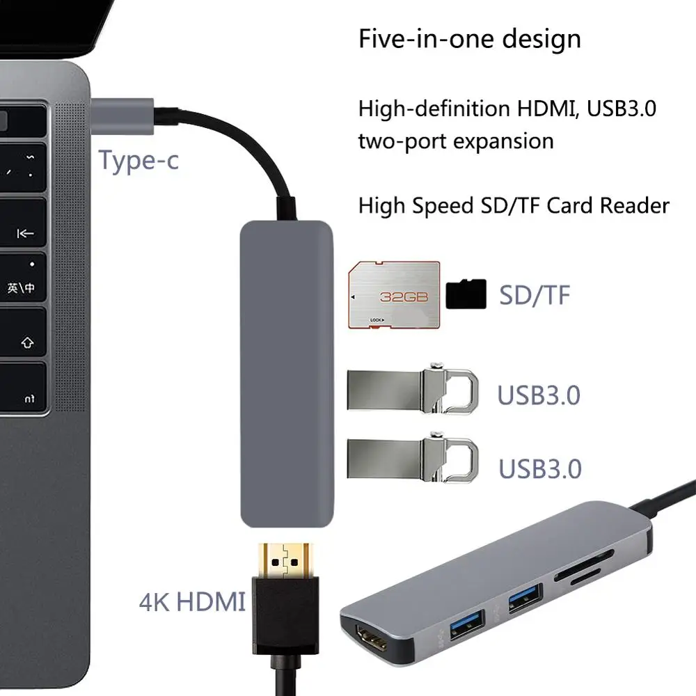 USB C концентратор USB-C до 3 0 совместимому с HDMI VGA портом Thunderbolt адаптер для MacBook Samsung