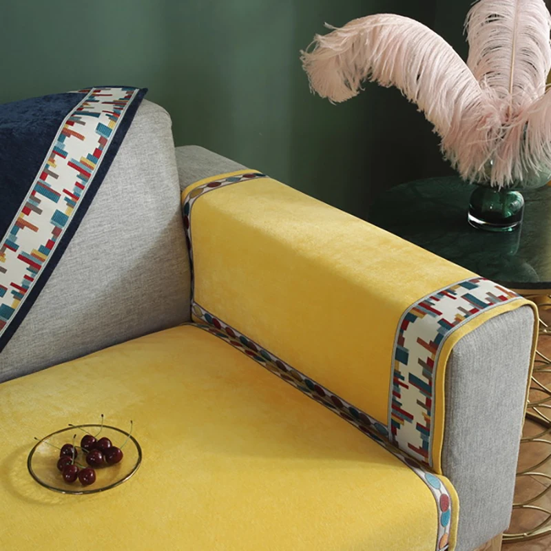 Шенилле чехлы для диванов гостиной однотонный секционный чехол домашний декор