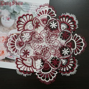 1 шт. белый цвет винтажная кружевная отделка креативные рождественские колокольчики вышитые 30 см 40 см круглые салфетки