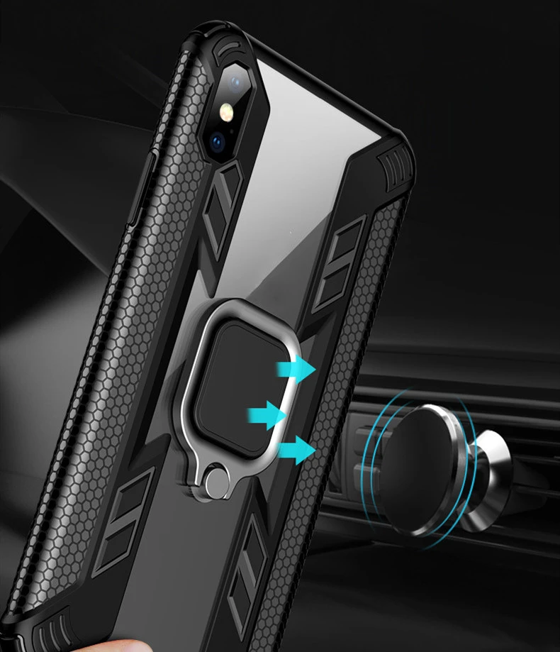 KEYSION противоударный чехол для iPhone SE 2020 New XS Max XR прозрачный с магнитным кольцом