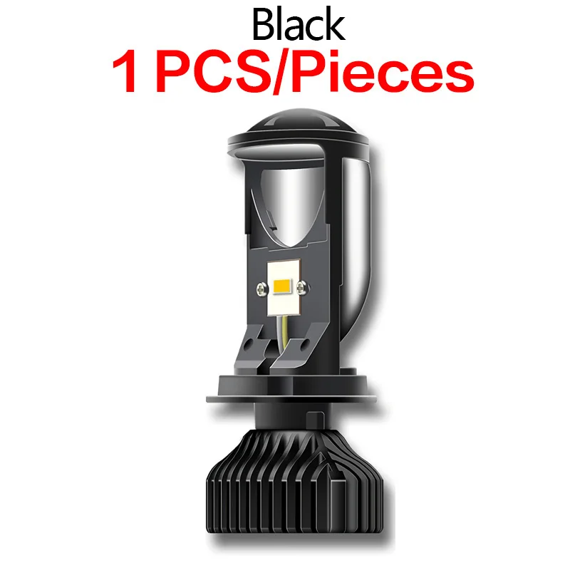 black 1pcs AILEO Canbus 90 Вт/пара лампа H4 светодиодный мини-проектор Объектив Automobles лампа 20000LM конверсионный комплект Hi/Lo луч фары 12V24V RHD LHD - Испускаемый цвет: black 1pcs
