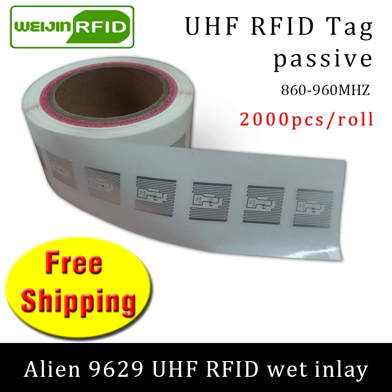 RFID метка UHF наклейка Alien 9629 EPC6C влажная инкрустация 915mhz868mhz860 960MHZ Higgs3 2000 шт